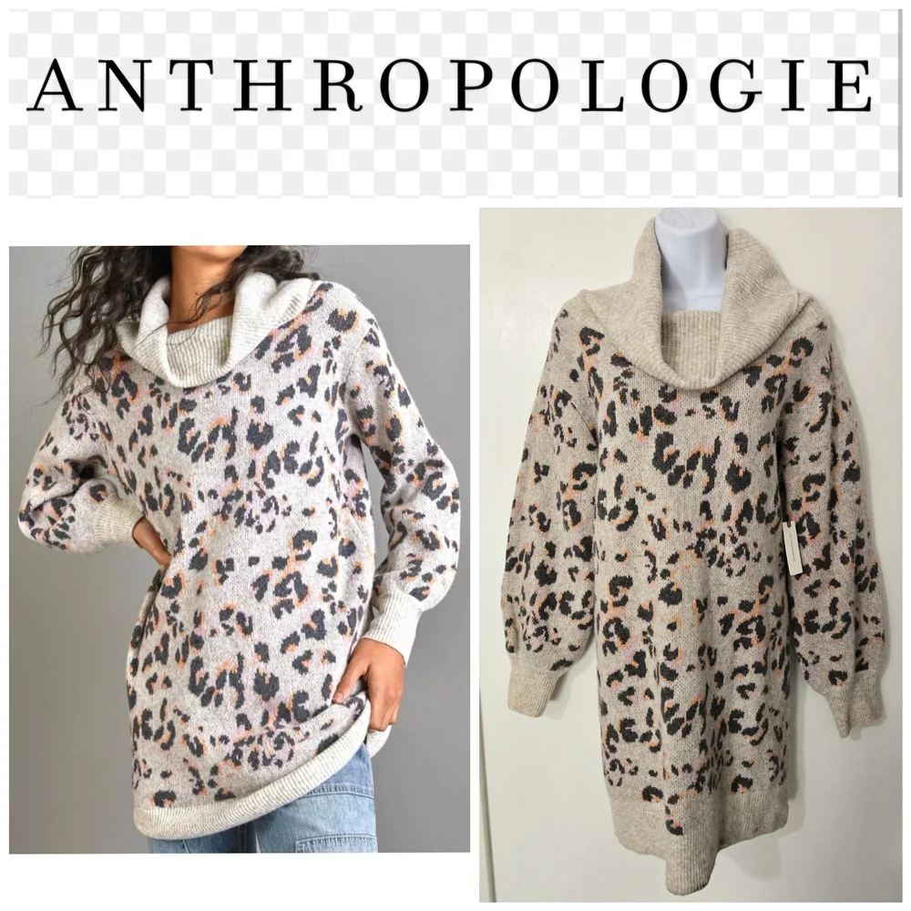 NWT Anthropologie Women's Leopard Print Sweater Size Medium - Picture 1 of 12